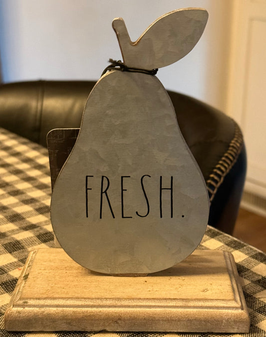 New Rae Dunn metal pear sign FRESH