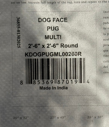 New large dog face Pug floor rug