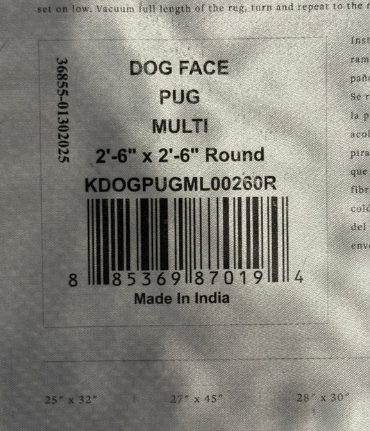 New large dog face Pug floor rug