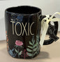 New Rae Dunn black floral iridescent Halloween coffee mug TOXIC