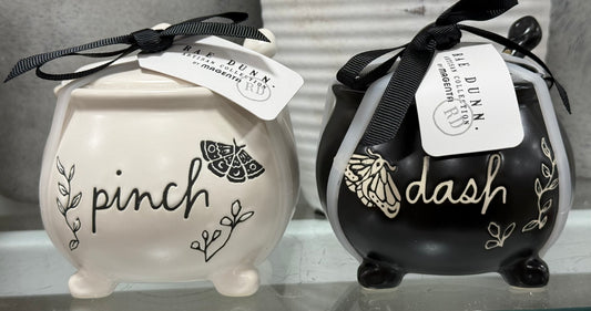 New release Rae Dunn ceramic 2-piece black and white butterfly PINCH & DASH storage set