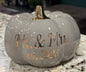 New gray ceramic Mr. & Mrs. 2025 Pumpkin decor