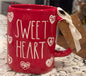 New Rae Dunn red ceramic coffee mug heart print SWEETHEART