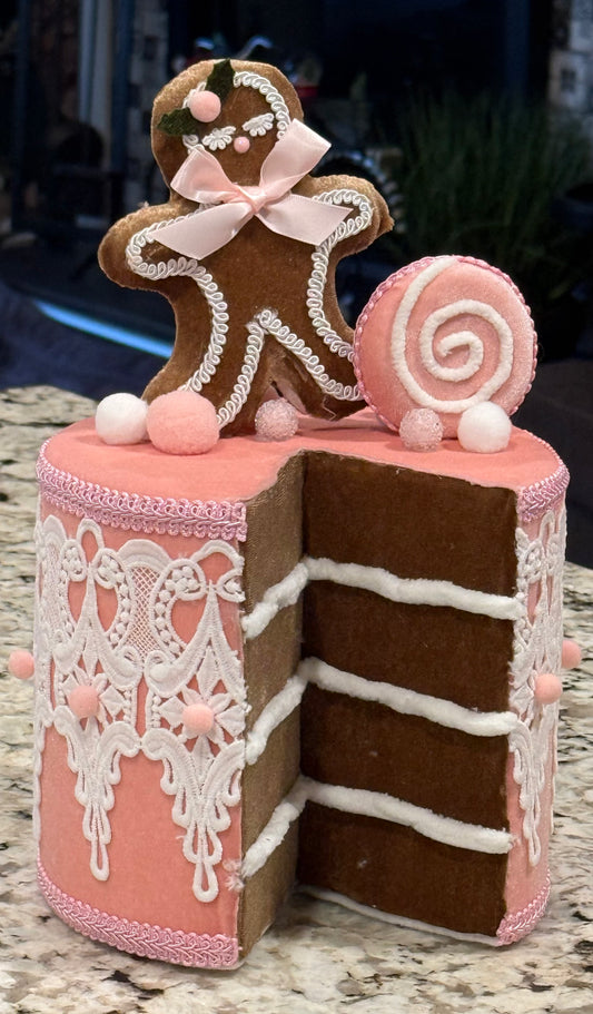New December Diamonds 12in Pink Gingerbread Cake decor