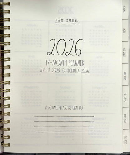 New Rae Dunn 2025/2026 Planner white leaf print. Spiral, hardback