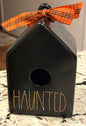 Rae Dunn black ceramic HAUNTED Halloween birdhouse decor