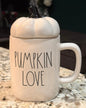 Rae Dunn white ceramic fall topped coffee mug PUMPKIN LOVE