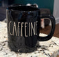 New Rae Dunn black iridescent ceramic coffee mug CAFFEINE