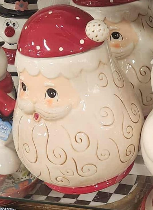 New Joanna Parker large ceramic 🎅🏻 Santa Claus cookie jar Christmas canister