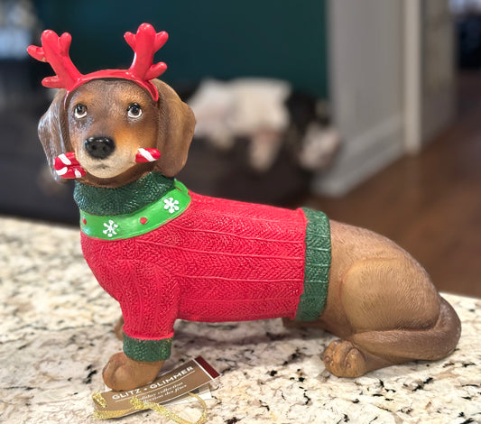 New resin Dachshund Christmas reindeer dog decor