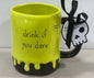 New Rae Dunn green drip ceramic Halloween coffee mug DRINK IF YOU DARE