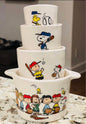 New Rae Dunn ceramic Peanuts Snoopy baseball measuring cup set