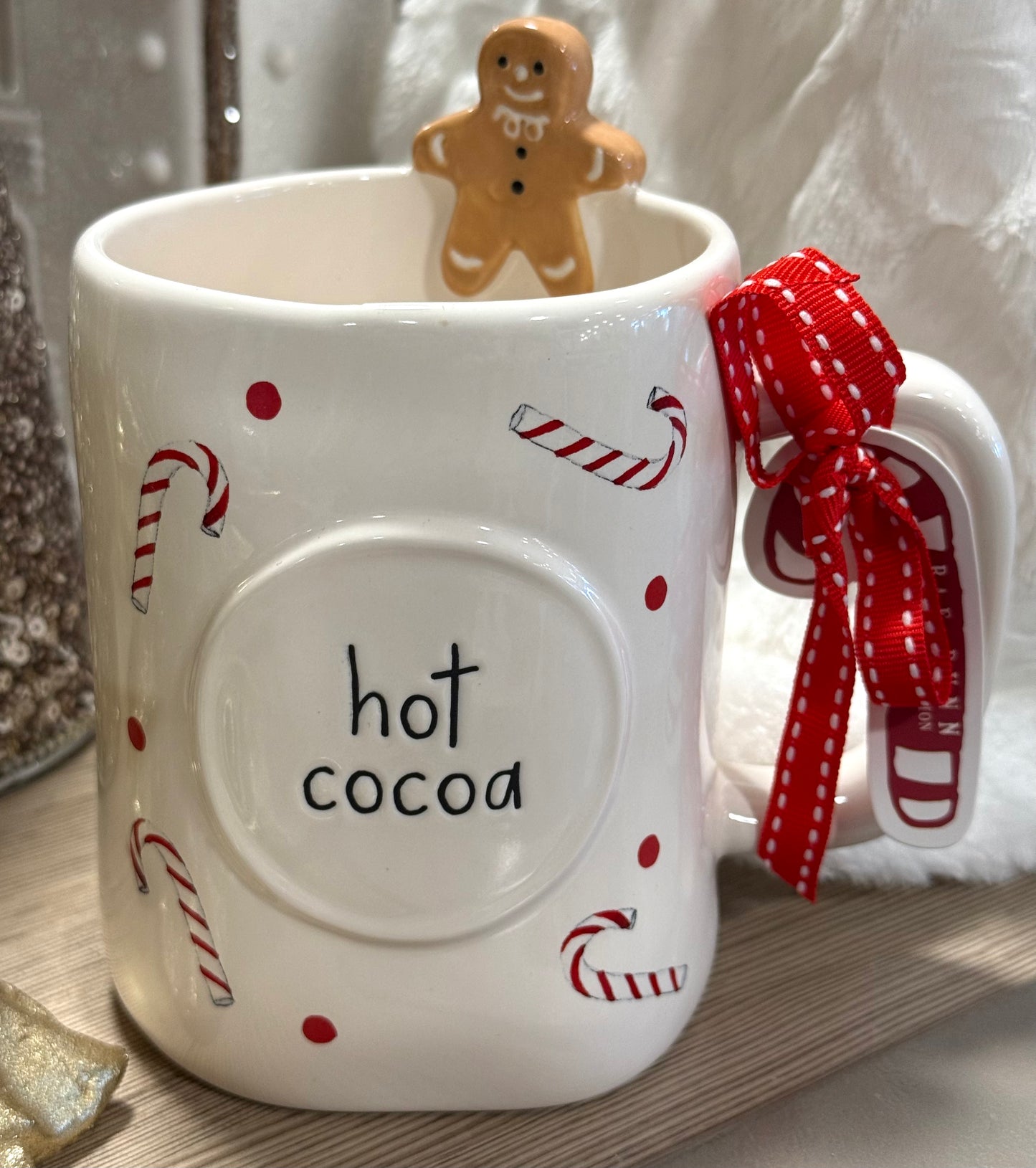 New Rae Dunn Christmas HOT COCOA gingerbread man ceramic mug