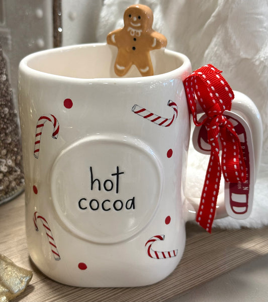 New Rae Dunn Christmas HOT COCOA gingerbread man ceramic mug