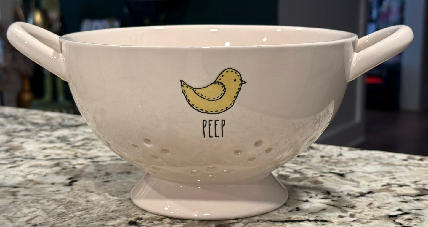 Rae Dunn white ceramic Easter colander PEEP