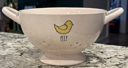 Rae Dunn white ceramic Easter colander PEEP