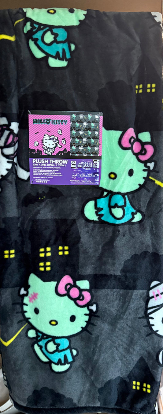 New Hello Kitty black 60x70 Halloween throw blanket