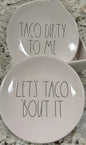 New Rae Dunn 2-piece white ceramic TACO plate set