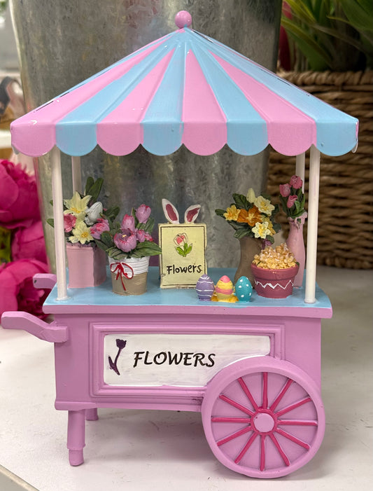 New resin purple FlowerShop Cart decor 10x6