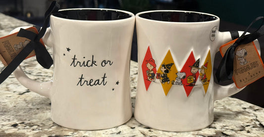 New Rae Dunn x Peanuts Snoopy ceramic Halloween coffee mug TRICK OR TREAT