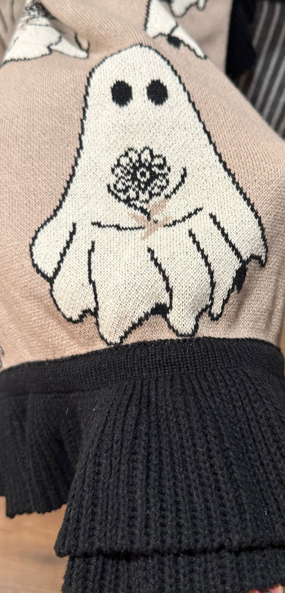 New Cupcakes and Cashmere 50x70 knit ruffled edge flower ghost Halloween throw blanket