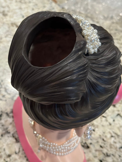 New December Diamonds 12in Pink Bubblegum Girl Head Vase