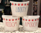 New Rae Dunn Americana white stars ceramic 3-piece ramekin set FREEDOM, LIBERTY, AMERICA