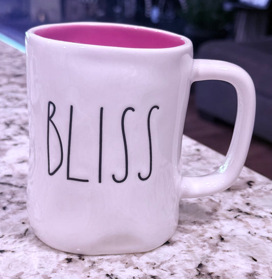 Rae Dunn white ceramic coffee mug BLISS