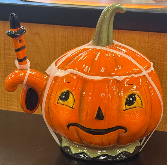 New Joanna Parker ceramic pumpkin soup stein with spoon