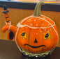 New Joanna Parker ceramic pumpkin soup stein with spoon