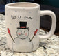 New Rae Dunn white ceramic snowman coffee mug LET IT SNOW