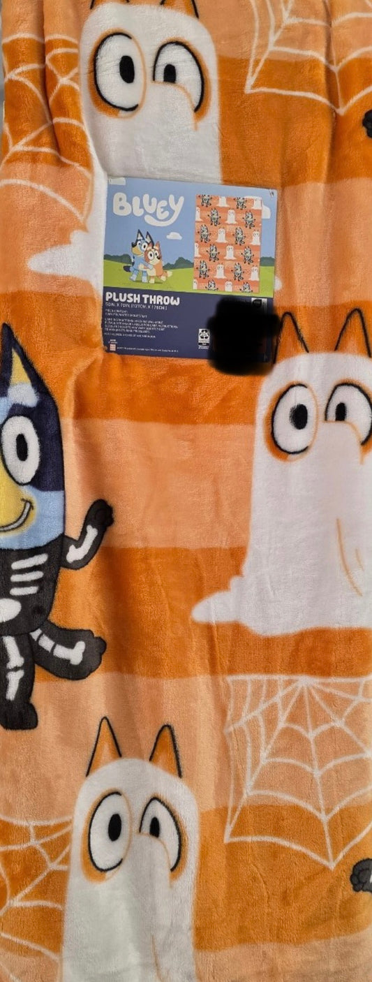 New Bluey orange Halloween costume throw blanket bedding 50x70