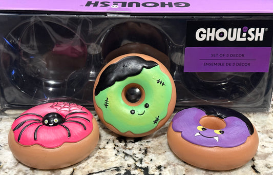 New 3-piece Goulish faux Halloween donut decor set
