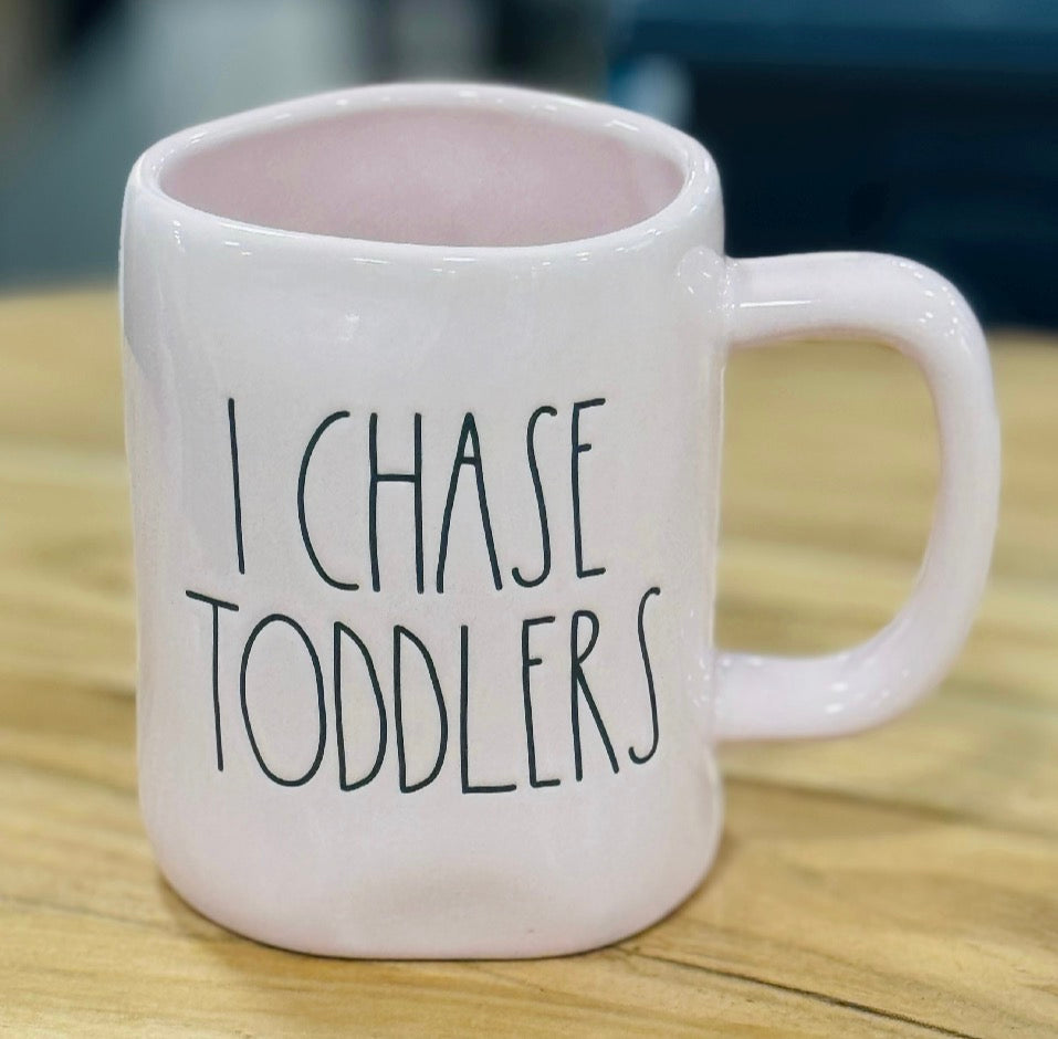 New Rae Dunn pink ceramic coffee mug I CHASE TODDLERS