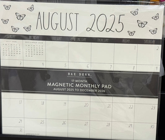 New Rae Dunn magnetic 2025/26 butterfly print tear off monthly calendar 8x10
