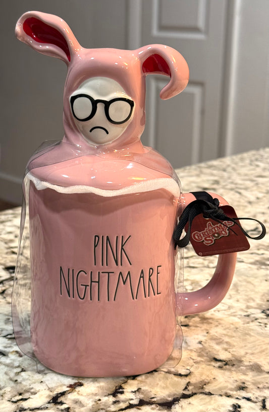 New Rae Dunn x A Christmas Story movie pink topped coffee mug A PINK NIGHTMARE