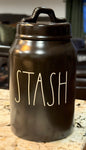 New Rae Dunn black ceramic STASH pantry storage canister