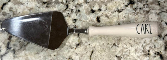 Rae Dunn white ceramic handled CAKE server