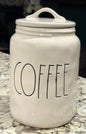 Rae Dunn white ceramic 9.25” dimply OG long line flat lid COFFEE canister