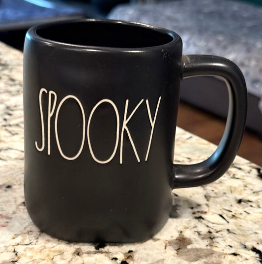 New Rae Dunn black ceramic Halloween coffee mug SPOOKY