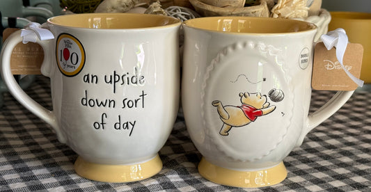 New Rae Dunn x Disney’s Winnie the Pooh white ceramic coffee mug AN UPSIDE DOWN SORT OF DAY