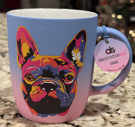New soft touch dog face coffee mug-Frenchie