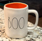 New Rae Dunn white ceramic Halloween coffee mug BOO!