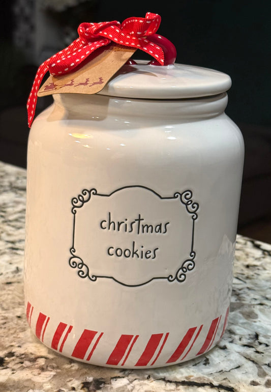 New release Rae Dunn white ceramic candy cane trimmed CHRISTMAS COOKIES 🍪