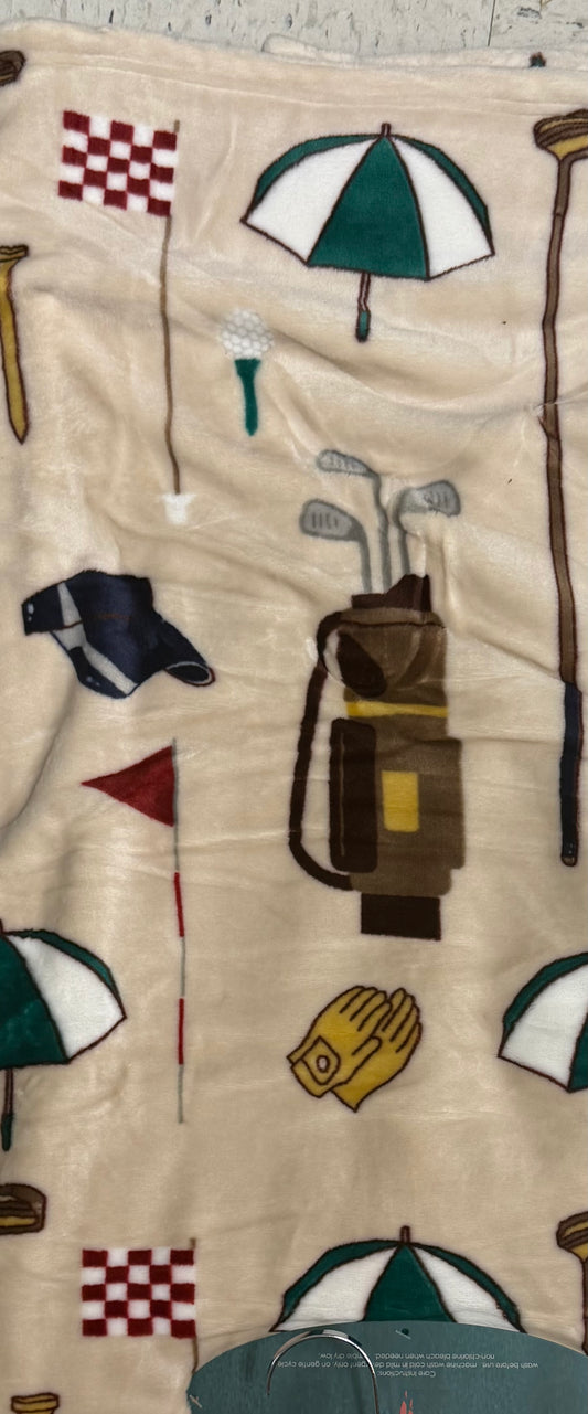 New Birdie to Bogey oversized gold throw blanket bedding 60x70