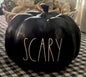 New Rae Dunn black ceramic Halloween decor 8” pumpkin SCARY