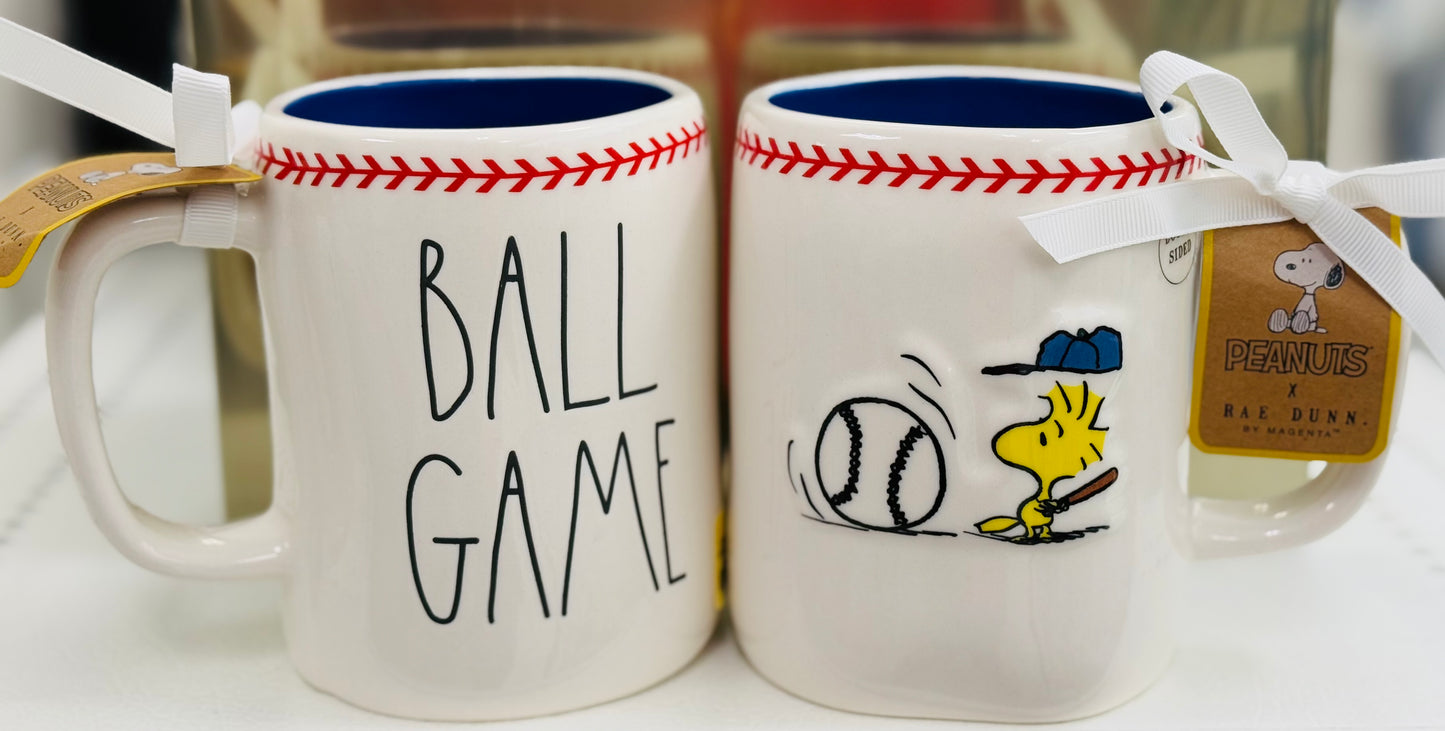 New Rae Dunn x Peanut’s Snoopy ceramic coffee mug BALL GAME