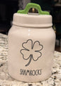 New Rae Dunn St. Patrick’s Day ceramic 6” SHAMROCKS canister