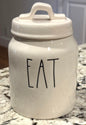 Rae Dunn white ceramic hard to find EAT canister