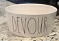 New Rae Dunn large white ceramic bowl 8” DEVOUR